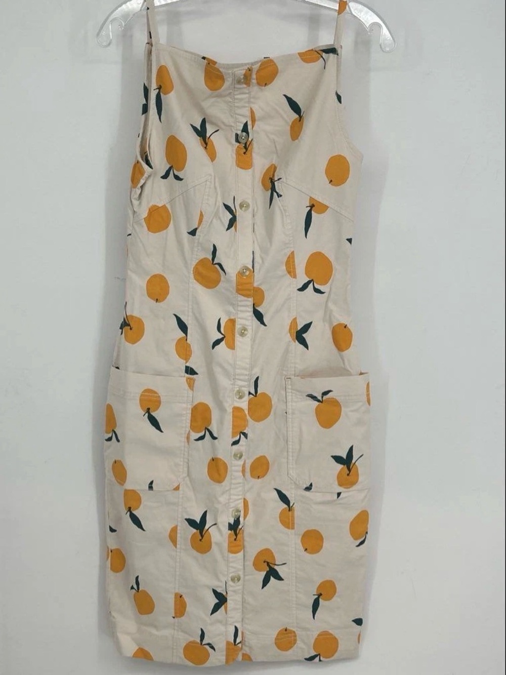 Anthropology Sleeveless white Midi Dress with Orange Motif - Picture 3 of 8